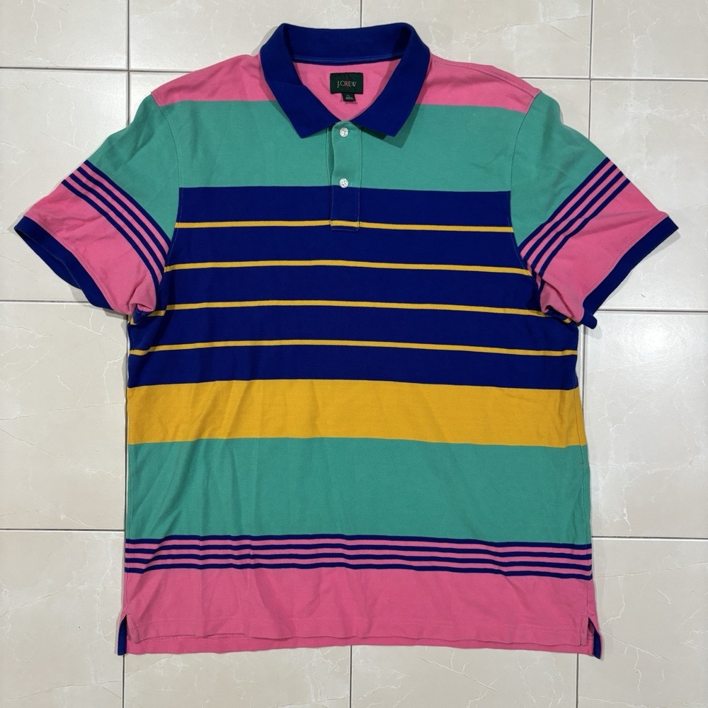 Vintage J Crew Oarsman Polo Shirt Men's XL Y2K 90s RARE Kanye Preppy Color Block